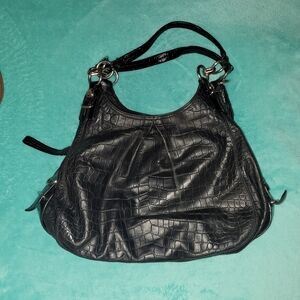 Elegant Black Crocodile-Embossed Women's Bag